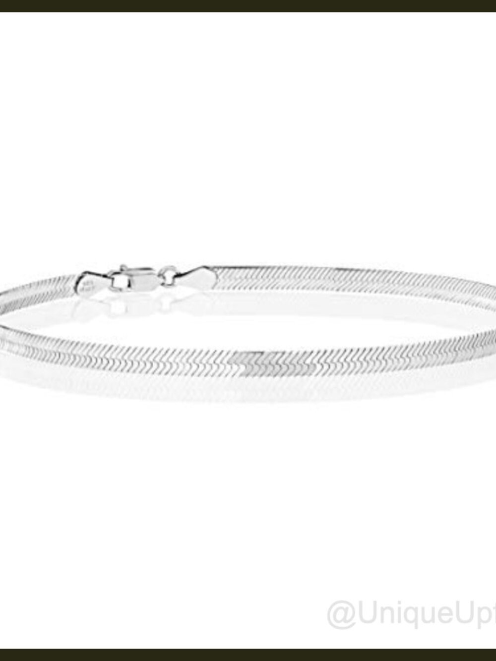 925 Sterling Silver Herringbone Chain Anklet for Women 11 In